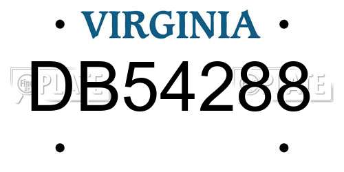 DB54288 Virginia License Plate