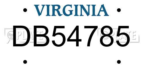 DB54785 Virginia License Plate