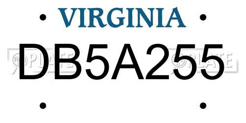 DB5A255 Virginia License Plate