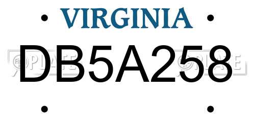 DB5A258 Virginia License Plate