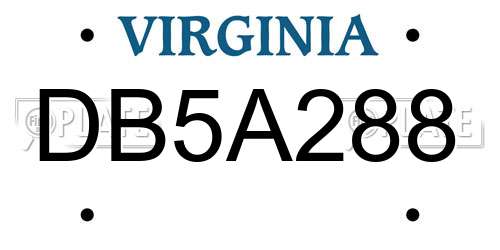 DB5A288 Virginia License Plate