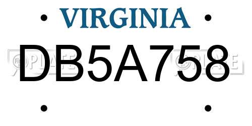 DB5A758 Virginia License Plate