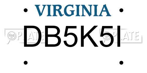 DB5K5I Virginia License Plate