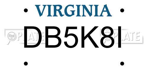 DB5K8I Virginia License Plate