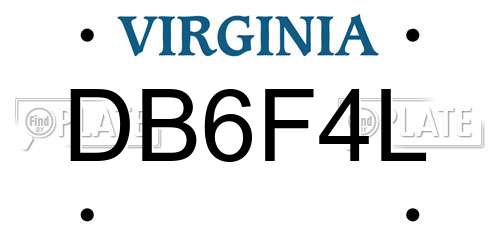 DB6F4L Virginia License Plate