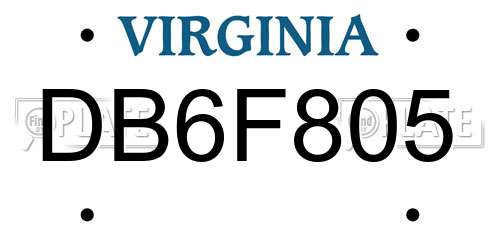 DB6F805 Virginia License Plate