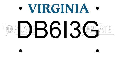 DB6I3G Virginia License Plate