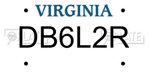 DB6L2R Virginia License Plate