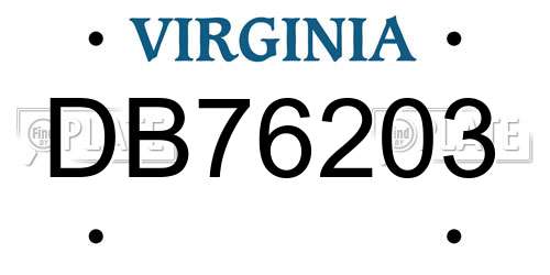 DB76203 Virginia License Plate
