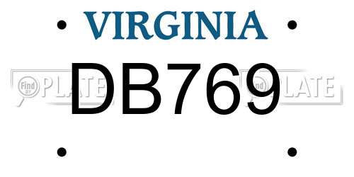 DB769 Virginia License Plate