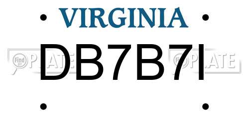 DB7B7I Virginia License Plate