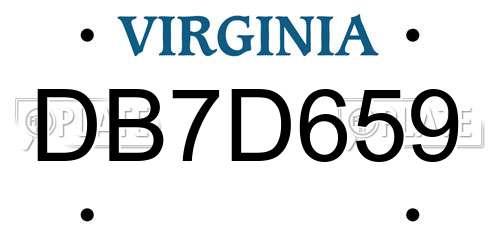 DB7D659 Virginia License Plate