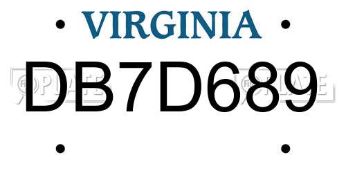 DB7D689 Virginia License Plate