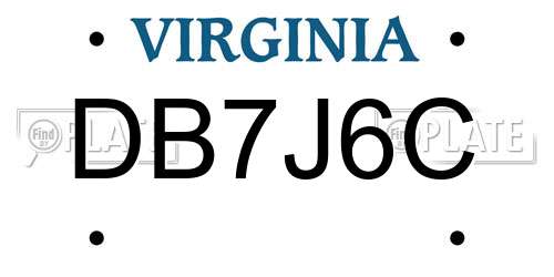 DB7J6C Virginia License Plate