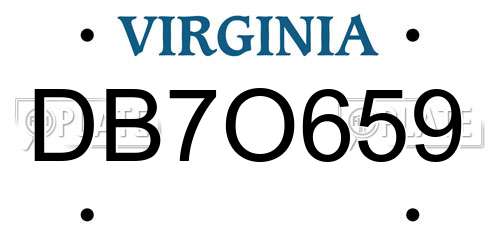 DB7O659 Virginia License Plate