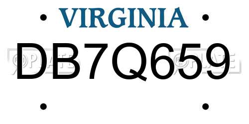 DB7Q659 Virginia License Plate