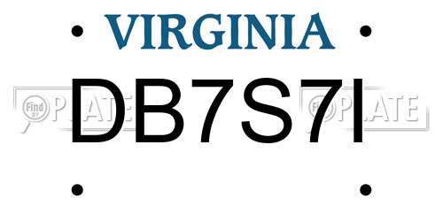 DB7S7I Virginia License Plate