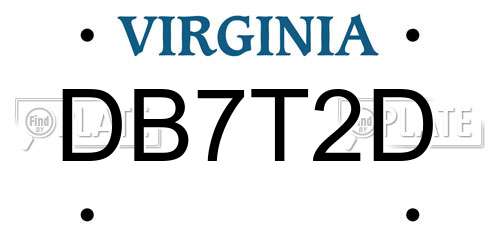 DB7T2D Virginia License Plate