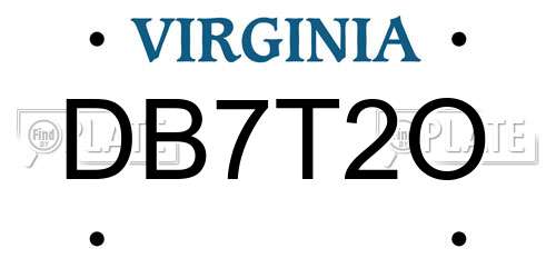 DB7T2O Virginia License Plate