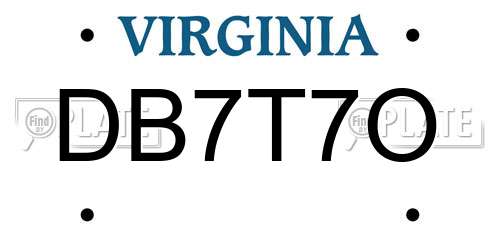 DB7T7O Virginia License Plate