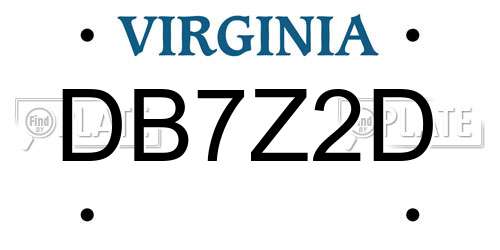 DB7Z2D Virginia License Plate