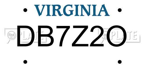 DB7Z2O Virginia License Plate