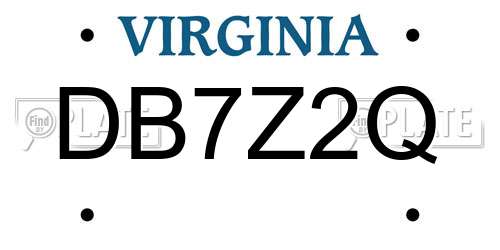 DB7Z2Q Virginia License Plate