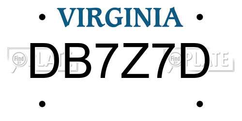 DB7Z7D Virginia License Plate