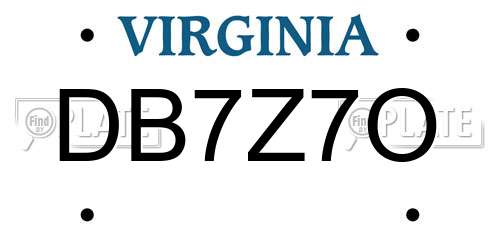DB7Z7O Virginia License Plate