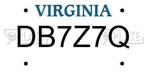 DB7Z7Q Virginia License Plate