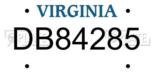 DB84285 Virginia License Plate