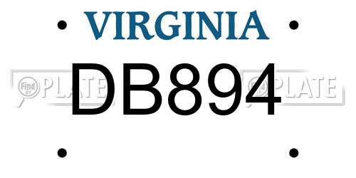 DB894 Virginia License Plate