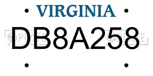 DB8A258 Virginia License Plate
