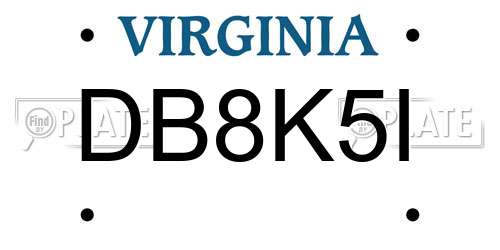 DB8K5I Virginia License Plate