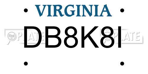 DB8K8I Virginia License Plate