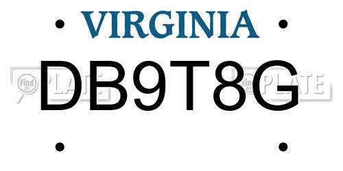 DB9T8G Virginia License Plate