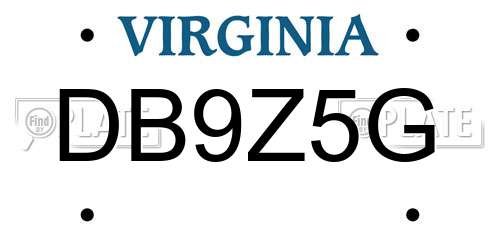 DB9Z5G Virginia License Plate