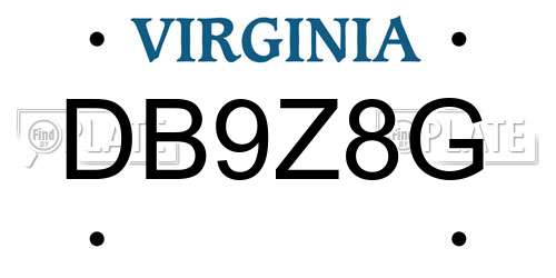 DB9Z8G Virginia License Plate