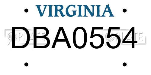 DBA0554 Virginia License Plate