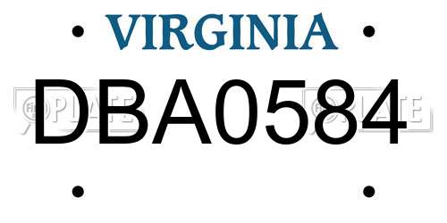 DBA0584 Virginia License Plate