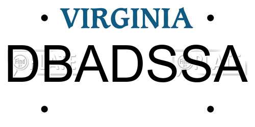 DBADSSA Virginia License Plate