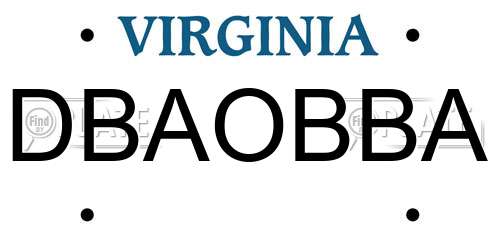 DBAOBBA Virginia License Plate