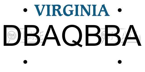 DBAQBBA Virginia License Plate