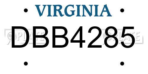DBB4285 Virginia License Plate