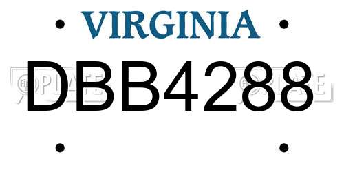 DBB4288 Virginia License Plate