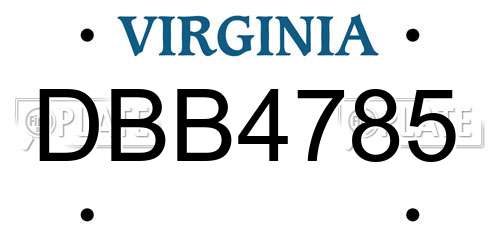 DBB4785 Virginia License Plate