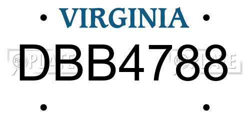 DBB4788 Virginia License Plate