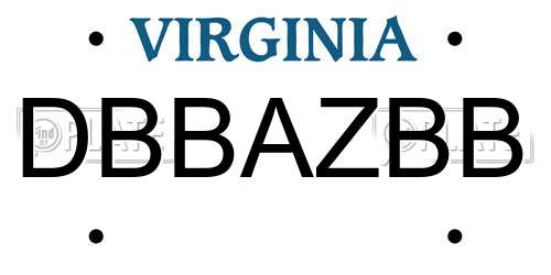DBBAZBB Virginia License Plate