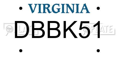 DBBK51 Virginia License Plate