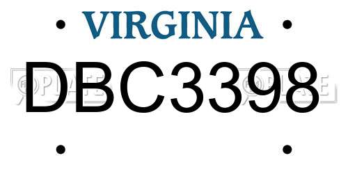 DBC3398 Virginia License Plate